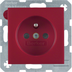 6768760062 Socket outlet with earthing pin with enhanced touch protection,  Berker S.1/B.3/B.7, red matt