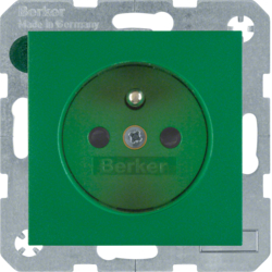 6768760063 Socket outlet with earthing pin with enhanced touch protection,  Berker S.1/B.3/B.7, green matt