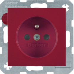 6768768962 Socket outlet with earthing pin with enhanced touch protection,  Berker S.1/B.3/B.7, red glossy