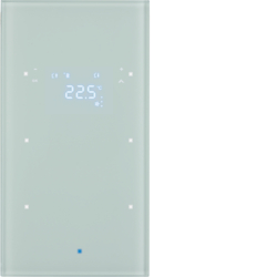 75642030 KNX Glass sensor 2gang with thermostat Display,  integrated bus coupling unit,  KNX - Berker TS Sensor,  glass polar white