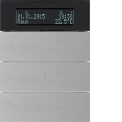 75663594 B.IQ push-button 3gang with thermostat Display,  KNX - Berker B.IQ,  aluminium,  aluminium anodised