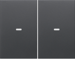 80960375 Cover for 2gang for push-button module with clear lens,  KNX - Berker K.1/K.5, anthracite,  matt