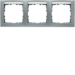 10239959 Frame 3gang horizontal with labelling field,  Berker S.1, aluminium matt
