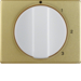 10870102 Centre plate with rotary knob for 3-step switch with neutral-position,  Berker Arsys,  gold/polar white,  matt/glossy,  aluminium anodised