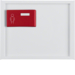 12167009 Centre plate with red button at top Berker K.1, polar white glossy
