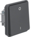 30423515 On/off switch insert 2pole with rocker and imprint "0" und "1" surface-mounted/flush-mounted Berker W.1, grey matt