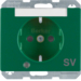 41100073 SCHUKO socket outlet with control LED and "SV" imprint with labelling field,  enhanced contact protection,  Screw-in lift terminals,  Berker Arsys,  green glossy