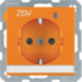 41106014 SCHUKO socket outlet with control LED and "ZSV" imprint with labelling field,  enhanced contact protection,  Screw-in lift terminals,  Berker Q.1/Q.3/Q.7/Q.9, orange velvety