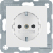 47231909 SCHUKO socket outlet with enhanced touch protection,  Berker S.1/B.3/B.7, polar white matt