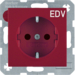 47238922 SCHUKO socket outlet with "EDV" imprint enhanced contact protection,  Berker S.1/B.3/B.7, red