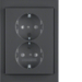 47297006 Double SCHUKO socket outlet with cover plate enhanced contact protection,  Berker K.1, anthracite matt,  lacquered