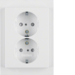 47297009 Double SCHUKO socket outlet with cover plate enhanced contact protection,  Berker K.1, polar white glossy