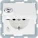 47636089 SCHUKO socket outlet with hinged cover Lock - differing lockings,  Berker Q.1/Q.3/Q.7/Q.9, polar white velvety