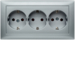 47661939 3gang SCHUKO socket outlet with cover plate Berker S.1, aluminium matt,  lacquered