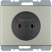 6161140004 Socket outlet without earthing contact with screw terminals,  Berker Arsys,  stainless steel,  metal matt finish