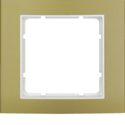 10113046 Frame 1gang Berker B.3, Aluminium gold/polar white matt,  aluminium anodised