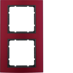 10123012 Frame 2gang Berker B.3, Aluminium red/anthracite matt,  aluminium anodised