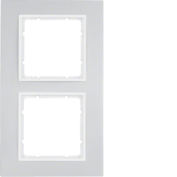 10126914 Frame 2gang Berker B.7, Aluminium/polar white matt,  aluminium anodised
