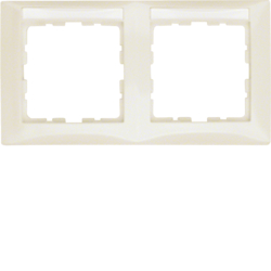10228912 Frame 2gang horizontal with labelling field,  Berker S.1, white glossy