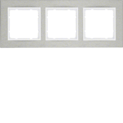 10233609 Frame 3gang horizontal Berker B.7, Stainless steel/polar white matt,  metal brushed