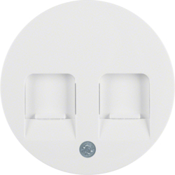 11812089 Centre plate with 2 dust protection sliders Labelling field,  Berker R.1/R.3/R.8, polar white glossy