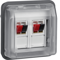 11963535 Stereo loudspeaker connection boxes-insert with hinged cover surface-mounted/flush-mounted with labelling fields,  Berker W.1