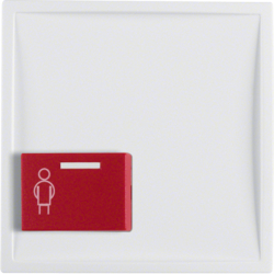 12199909 Centre plate with red button at bottom polar white matt