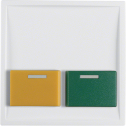 12539909 Centre plate with green + yellow button Berker S.1/B.3/B.7, polar white matt
