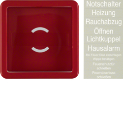 1295 Centre plate with glass plate Rocker,  Splash-protected flush-mounted IP44, red glossy