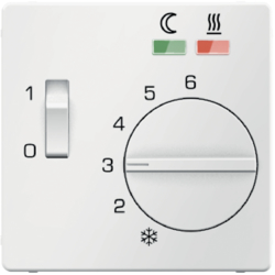 16726089 Centre plate for thermostat for underfloor heating pivoted,  Setting knob,  Berker Q.1/Q.3/Q.7/Q.9, polar white velvety