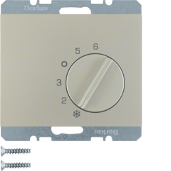 20267104 Thermostat,  change-over contact,  with centre plate Berker K.5, stainless steel matt,  lacquered
