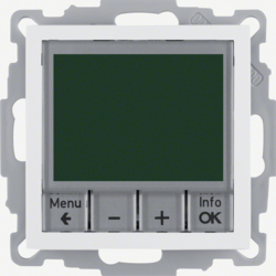 20441909 Thermostat,  NO contact,  with centre plate Time-controlled,  Berker S.1/B.3/B.7, polar white matt