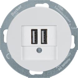 26002089 230 V USB charging socket outlet with screw terminals,  Serie 1930/R.classic,  polar white glossy