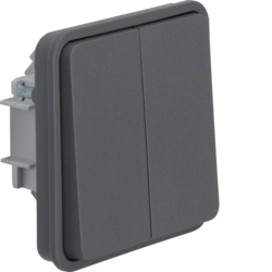 30553515 Series switch insert with rocker 2gang surface-mounted/flush-mounted,  common input terminal Berker W.1, grey matt