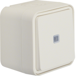 31763502 Control change-over switch surface-mounted with lens,  Berker W.1, polar white matt