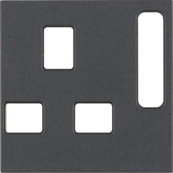 3313071606 Centre plate for socket outlets,  British Standard,  can be switched off Berker S.1/B.3/B.7, anthracite,  matt
