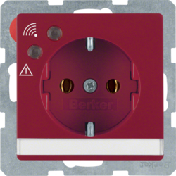41086062 SCHUKO socket outlet with overvoltage protection with labelling field,  Screw terminals,  Berker Q.1/Q.3/Q.7/Q.9, red velvety