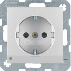 41091404 SCHUKO socket outlet with LED orientation light enhanced contact protection,  Screw-in lift terminals,  Berker S.1/B.3/B.7, aluminium,  matt,  lacquered