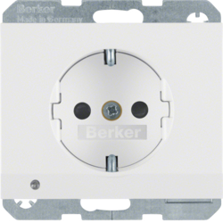 41097009 SCHUKO socket outlet with LED orientation light enhanced contact protection,  with screw-in lift terminals,  Berker K.1, polar white glossy
