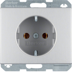 41157003 SCHUKO socket outlet with screw-in lift terminals,  Berker K.5, Aluminium,  aluminium anodised