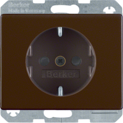 41350001 SCHUKO socket outlet with enhanced touch protection,  Screw-in lift terminals,  Berker Arsys,  brown glossy