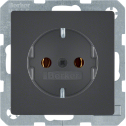 41436086 SCHUKO socket outlet with screw-in lift terminals,  Berker Q.1/Q.3/Q.7/Q.9, anthracite velvety,  lacquered