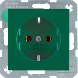 41438913 SCHUKO socket outlet with screw-in lift terminals,  Berker S.1/B.3/B.7, green glossy