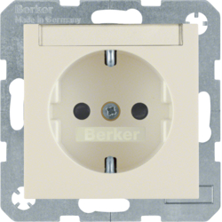 41498982 SCHUKO socket outlet with labelling field,  enhanced contact protection,  Screw-in lift terminals,  Berker S.1/B.3/B.7, white glossy