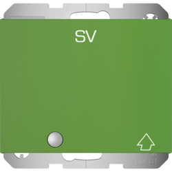 41517113 SCHUKO socket outlet with hinged cover,  control LED and imprint "SV" with hinged cover,  enhanced contact protection,  with screw-in lift terminals,  Berker K.1, green glossy