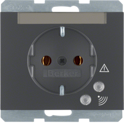 41527106 SCHUKO socket outlet with overvoltage protection with labelling field,  Screw terminals,  Berker K.1, anthracite matt,  lacquered