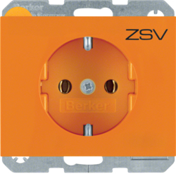 47157114 SCHUKO socket outlet with "ZSV" imprint Berker K.1, orange glossy
