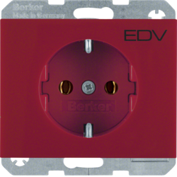 47157115 SCHUKO socket outlet with "EDV" imprint Berker K.1, red glossy