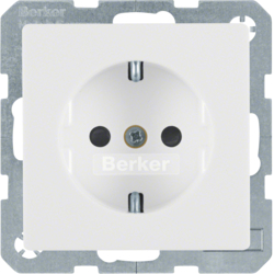 47236089 SCHUKO socket outlet with enhanced touch protection,  Berker Q.1/Q.3/Q.7/Q.9, polar white velvety