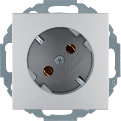 47271404 SCHUKO socket outlet 45° Berker S.1/B.3/B.7, aluminium,  matt,  lacquered